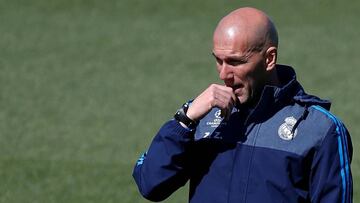 Zidane, during training on Tuesday ahead of Manchester City clash.