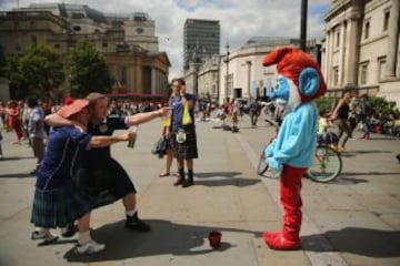 Los seguidores de Escocia en Trafalgar Square