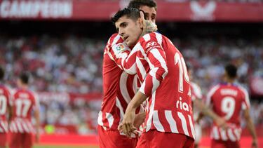 Morata celebra su gol en el Sevilla-Atlético de Madrid