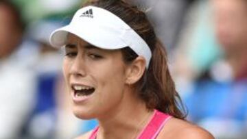 Garbine Muguruza tras ganar un punto ante Casey Dellacqua.