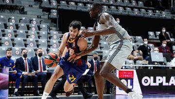 &Aacute;lex Abrines, durante el partido correspondiente a la jornada 11 de la Euroliga que ha enfrentado al ASVEL Villeurbanne y al Barcelona