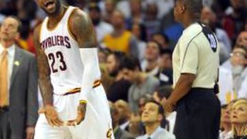 LeBron James junto al ¨¢rbitro Leroy Richardson.