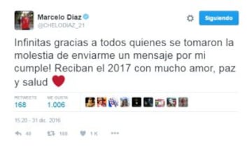 El volante del Celta aprovechó el espacio en redes para agradecer los saludos por su cumpleaños y desear un buen 2017.