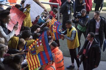 Over 11,000 Barcelona fans, mostly children, packed the Mini Estadi to watch their idols train.