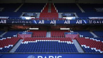 Paris (France), 05/08/2020.- A view of an empty tribune during the friendly soccer match between Paris Saint Germain (PSG) and FC Sochaux Montbeliard at the Parc des Princes stadium in Paris, France, 05 August 2020. (Futbol, Amistoso, Francia) EFE/EPA/Jul