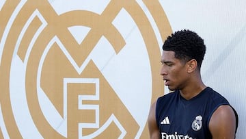 Jude Bellingham, en un receso durante su primera semana de entrenamientos en Valdebebas.