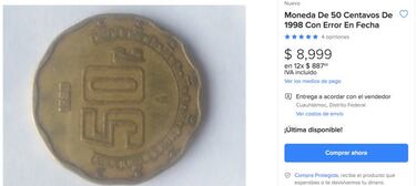 La moneda de 50 centavos que se vende por 9 mil pesos en México
