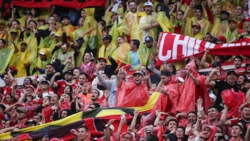 Hinchada de América de Cali en Bogotá