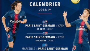 Cavani y Neymar anuncia el calendario del PSG.