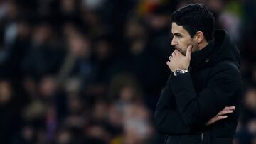 Mikel Arteta, entrenador del Arsenal, durante el partido contra el Manchester City.