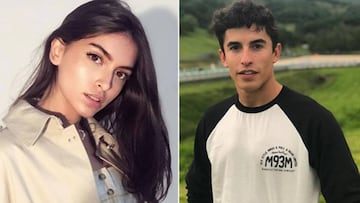 Imágenes de la modelo Lucía Rivera en un posado y del piloto de motociclismo Marc Márquez en el campo.