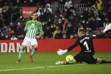 Canales lleg¨® al ¨¢rea blaugrana cedi¨® el bal¨®n a Tello que asisti¨® a Juanmi para que baitese a Ter Stegen y anotase el primer, y a la postre ¨²nico, gol del partido.