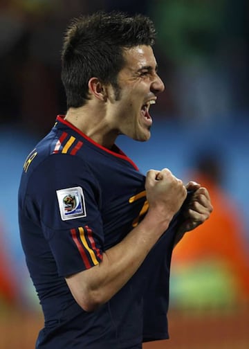 Villa in action for Spain during the 2010 World Cup