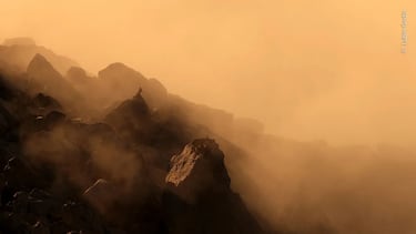 La fotografía de Lubin Godin que muestra a un íbice alpino sobre las nubes en Francia ganó la categoría de '11-14 años'.