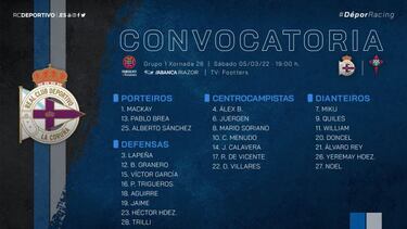 Trilli y Mackay llegan a tiempo para recibir al Racing de Ferrol