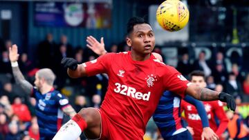Alfredo Morelos durante un partido con Rangers.