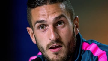 El centrocampista del Atl&eacute;tico de Madrid &quot;Koke&quot; Resurrecci&oacute;n durante la rueda de prensa ofrecida en el &#039;Media Day&#039; del club rojiblanco con motivo de la final de la Liga Europa, el 9 de mayo de 2018 en el estadio Wanda Met