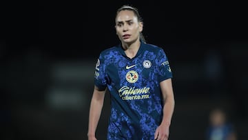 Irene Guerrero of America during the 13th round match between FC Juarez and America as part of the Torneo Clausura 2025, Liga MX Femenil at Olimpico Benito Juarez Stadium on March 16, 2025 in Ciudad Juarez, Chihuahua, Mexico.