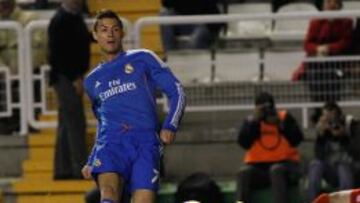 Cristiano, en el primer gol que marc&oacute; en Vallecas el pasado s&aacute;bado.