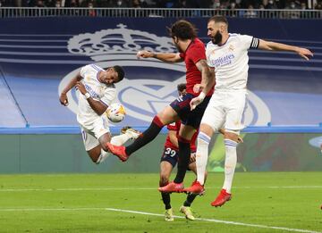 Rodrygo, Juan Cruz y Karim Benzema.