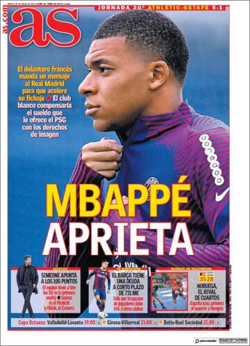 'Mbappé aprieta'... las portadas deportivas de hoy