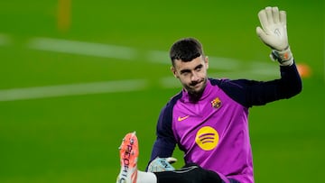 Joan García, en un entrenamiento del Barça.