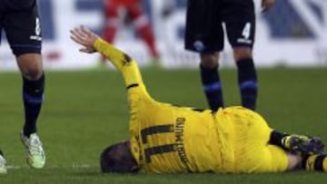 Marco Reus tras recibir la brutal entrada.