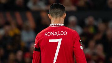 MANCHESTER, ENGLAND - SEPTEMBER 08: Cristiano Ronaldo of Manchester United in action during the UEFA Europa League group E match between Manchester United and Real Sociedad at Old Trafford on September 8, 2022 in Manchester, United Kingdom. (Photo by Ash Donelon/Manchester United via Getty Images)