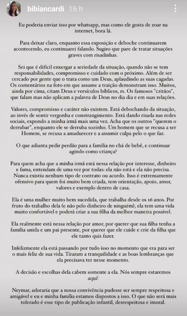 La cuñada de Neymar ataca al futbolista: “Un hombre que se niega a ser hombre”