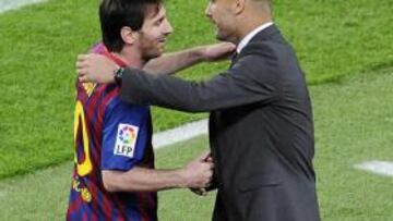 <b>MESSI Y PEP. </b>El argentino, triste por el adiós de Guardiola.