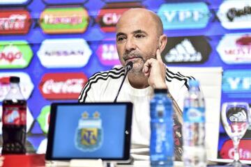 Jorge Sampaoli coach of Argentina looks on during the Argentina squad announcement for FIFA Russia 2018.
