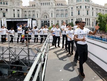 Baile de la plantilla del Real Madrid durante la celebración.