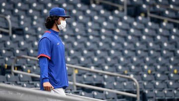 PITTSBURGH, PA - SEPTEMBER 03: Yu Darvish #11 of the Chicago Cubs walks through empty seats to get back to the dugout in the sixth inning during the game against the Pittsburgh Pirates at PNC Park on September 3, 2020 in Pittsburgh, Pennsylvania.   Justin