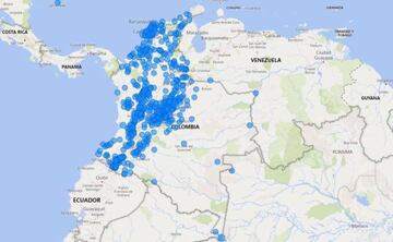 Mapa de contagiados en Colombia