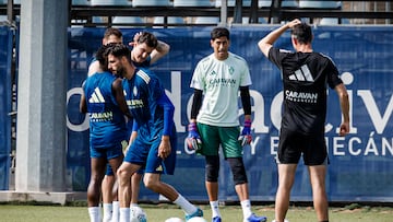 Andrada, durante el entrenamiento de esta mañana.