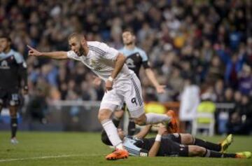 Benzema celebra el 1-0.