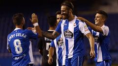 Albentosa celebra un gol en el amistoso ante el Corinthians. 