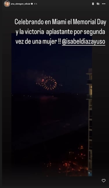 Ana Obregn celebra desde Miami la victoria aplastante de Ayuso 