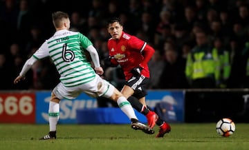 Soccer Football - FA Cup Fourth Round - Yeovil Town vs Manchester United - Huish Park, Yeovil, Britain - January 26, 2018   Manchester United’s Alexis Sanchez in action with Yeovil Town’s Lewis Wing     Action Images via Reuters/Paul Childs