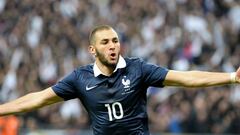 Benzema celebra un gol ante Holanda en un partido de 2014