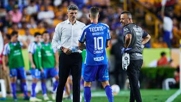 during the Quarterfinals first leg match between Tigres UANL and Monterrey as part of the Torneo Clausura 2024 Liga BBVA MX at Universitario Stadium on May 09, 2024 in Monterrey, Nuevo Leon, Mexico.