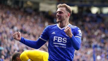 10 April 2022, United Kingdom, Leicester: Leicester City&#039;s Kiernan Dewsbury-Hall celebrates after the English Premier League soccer match between Leicester City and Crystal Palace at the King Power Stadium. Photo: Tim Goode/PA Wire/dpa
 10/04/2022 ON