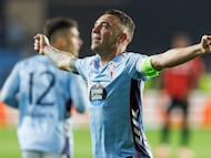 Iago Aspas celebra un gol anotado con el Celta.