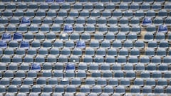 Soccer Football - Bundesliga - Eintracht Frankfurt v 1. FSV Mainz 05 - Deutsche Bank Park, Frankfurt, Germany - May 9, 2021 General view of empty seats inside the stadium before the match REUTERS/Kai Pfaffenbach DFL regulations prohibit any use of photogr