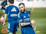 Rober González, durante un entrenamiento de esta semana.