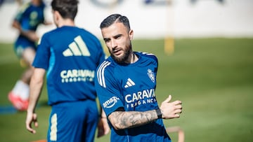 Rober González, durante un entrenamiento de esta semana.