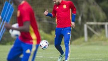 Borja Mayoral, en un entrenamiento durante la concentración de España en Huelva.
