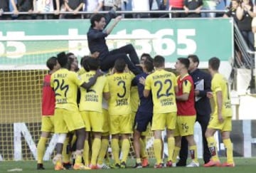 Alegría de Marcelino al final del partido