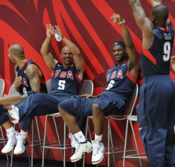 Kidd bromea con LeBron y Wade durante los Juegos de Pekín 2008.