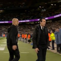 El frío saludo de Guardiola con Emery después de ganarle con un gol en el 94′